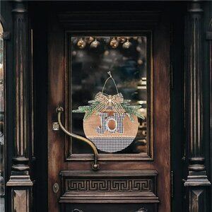 Merry Christmas Sign - Buffalo Plaid Christmas, Front Door Christmas Decorations